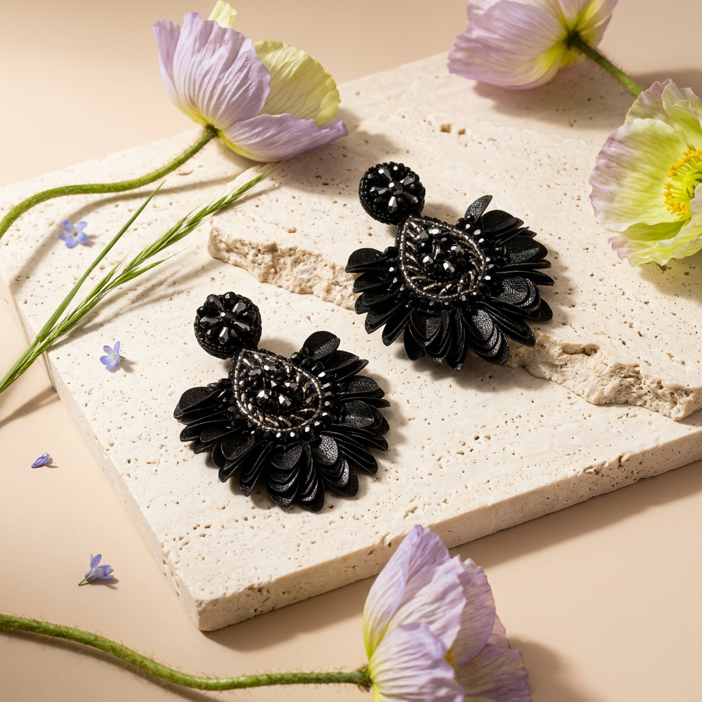 Raevia Silver Floral Drop Earrings