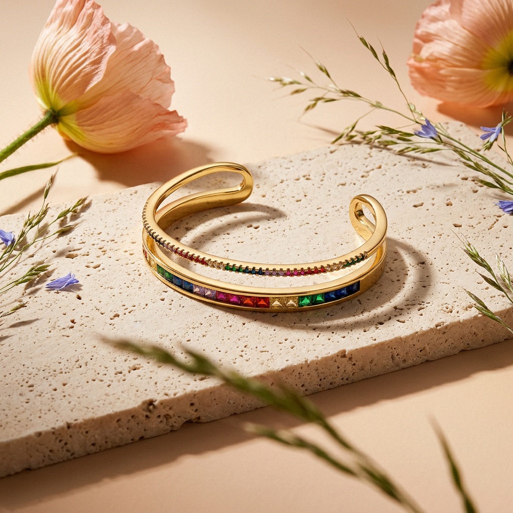 Leavia Golden Ribbon Cuff Bracelet