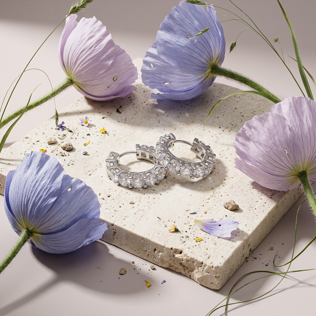 Raelia Silver Halo Huggie Earrings