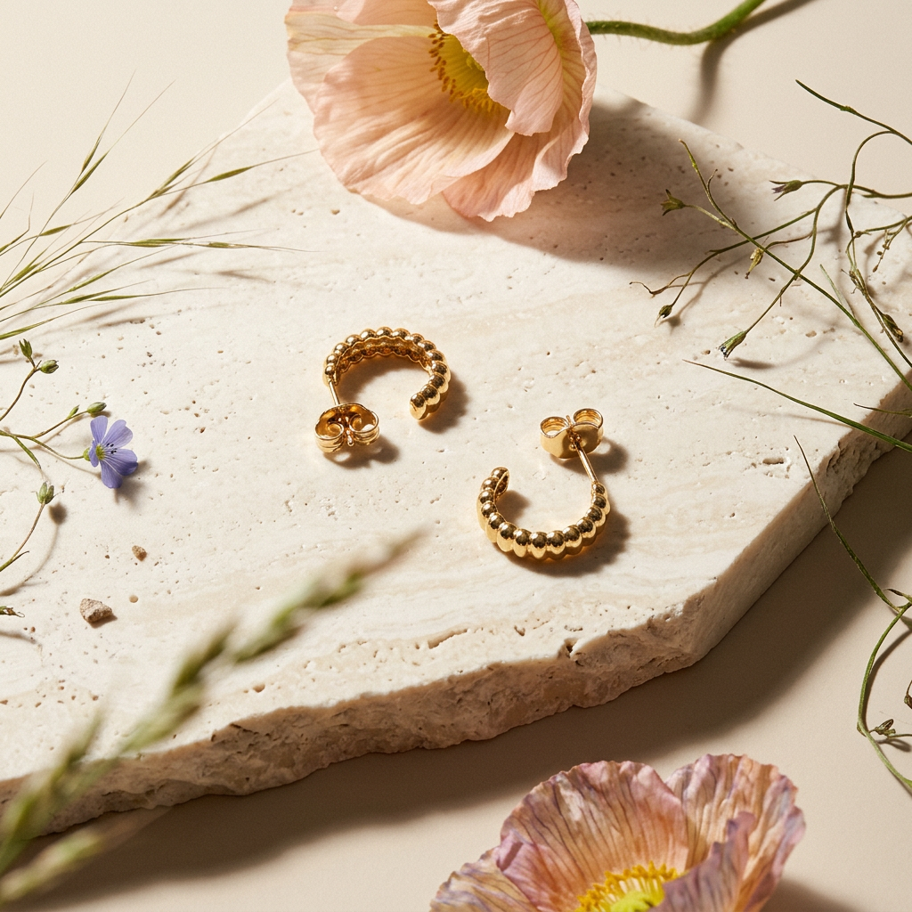 Liolea Golden Orb Huggie Earrings