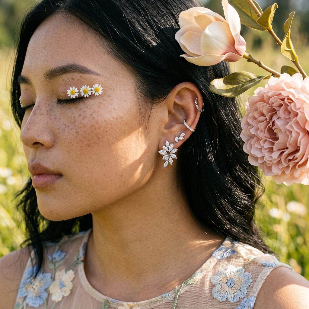 Liora Silver Marquise Cluster Stud Earrings