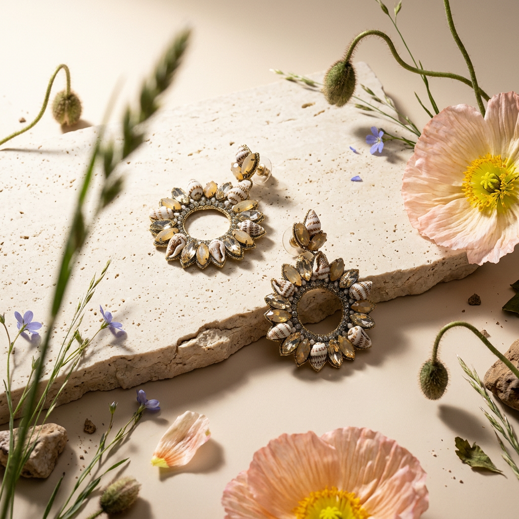 Caelina Golden Halo Drop Earrings