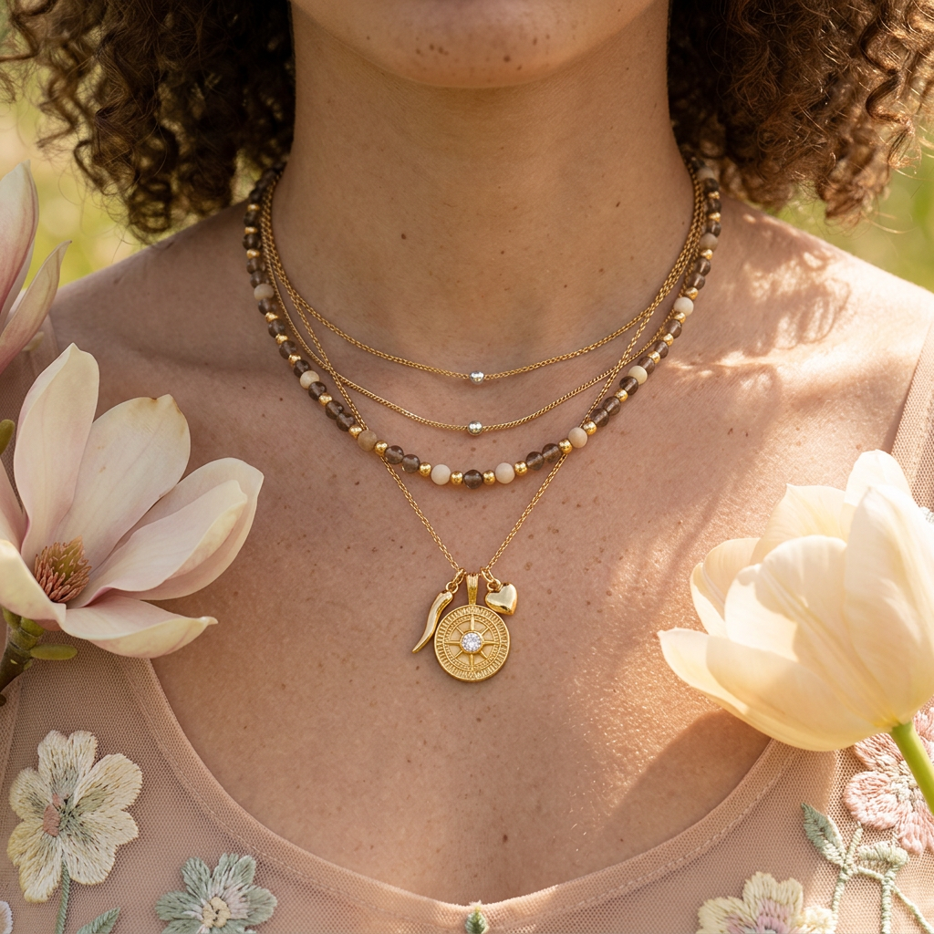 Naevia Golden Disc Pendant Charm