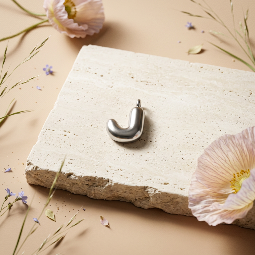 Kaelira Silver "J" Letter Charm Charm