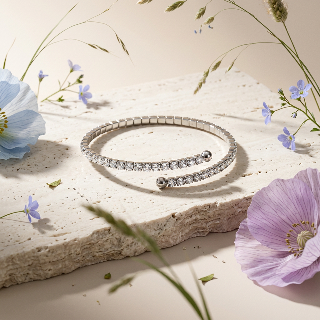 Hiosia Silver Double-Row Cuff Bracelet