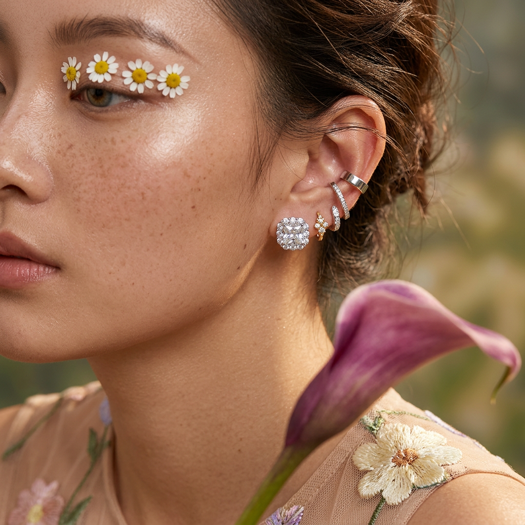 Veolia Silver Halo Stud Earrings