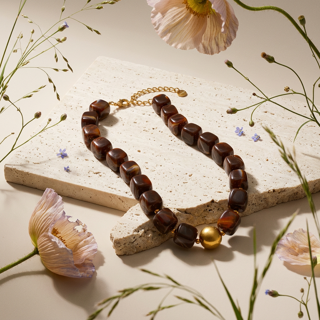 Vaelina Golden Orb Collar Necklace