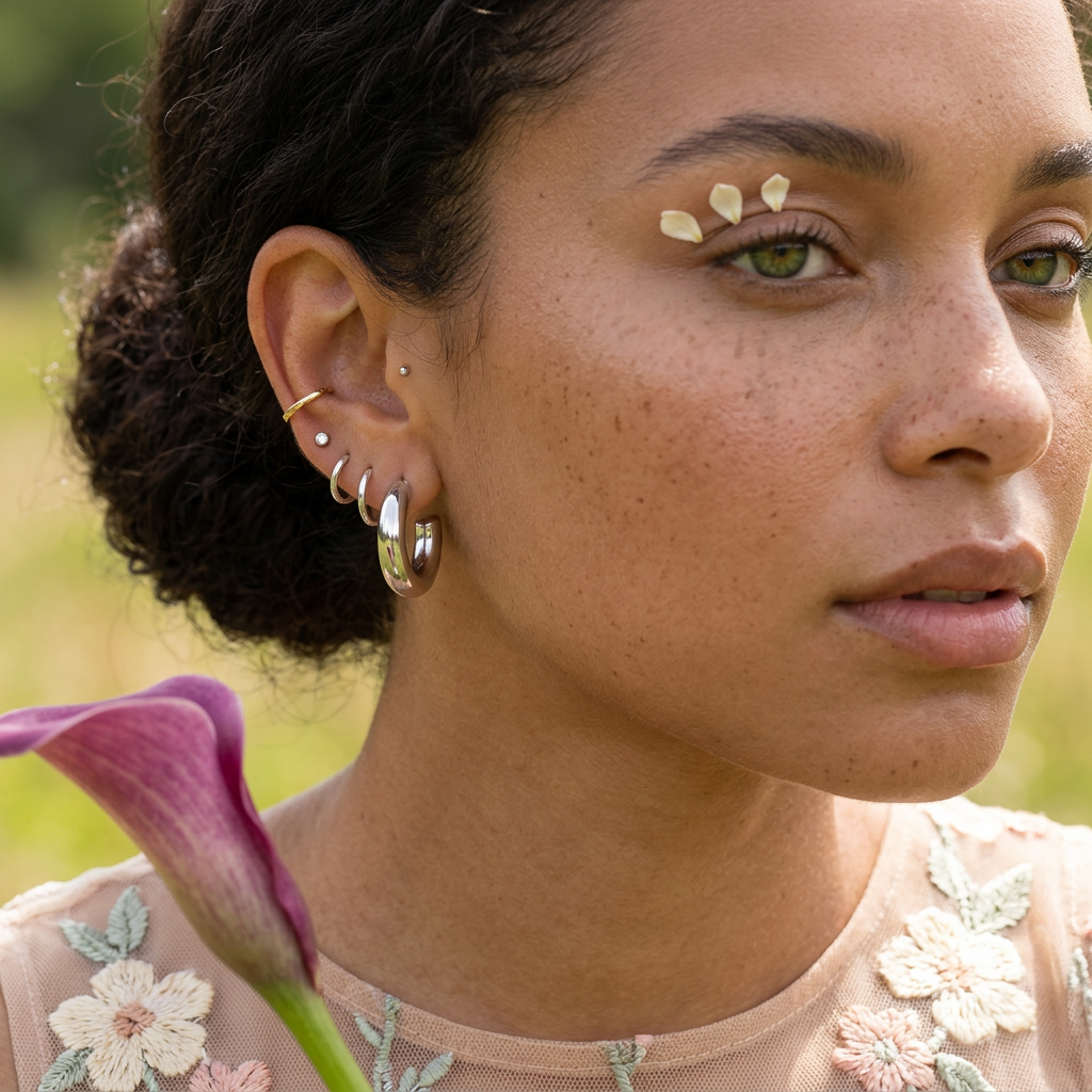 Naeolia Silver Crescent Huggie Earrings
