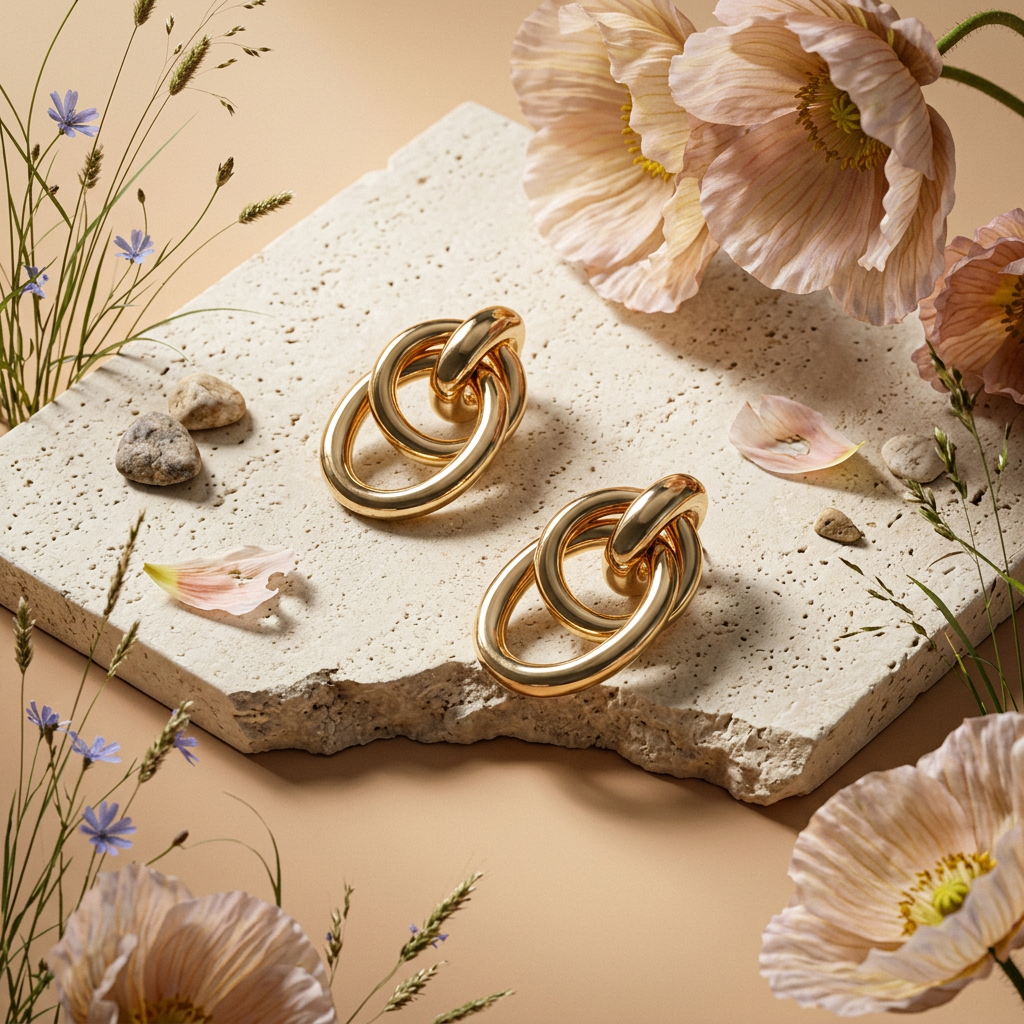 Viania Golden Knot Drop Earrings