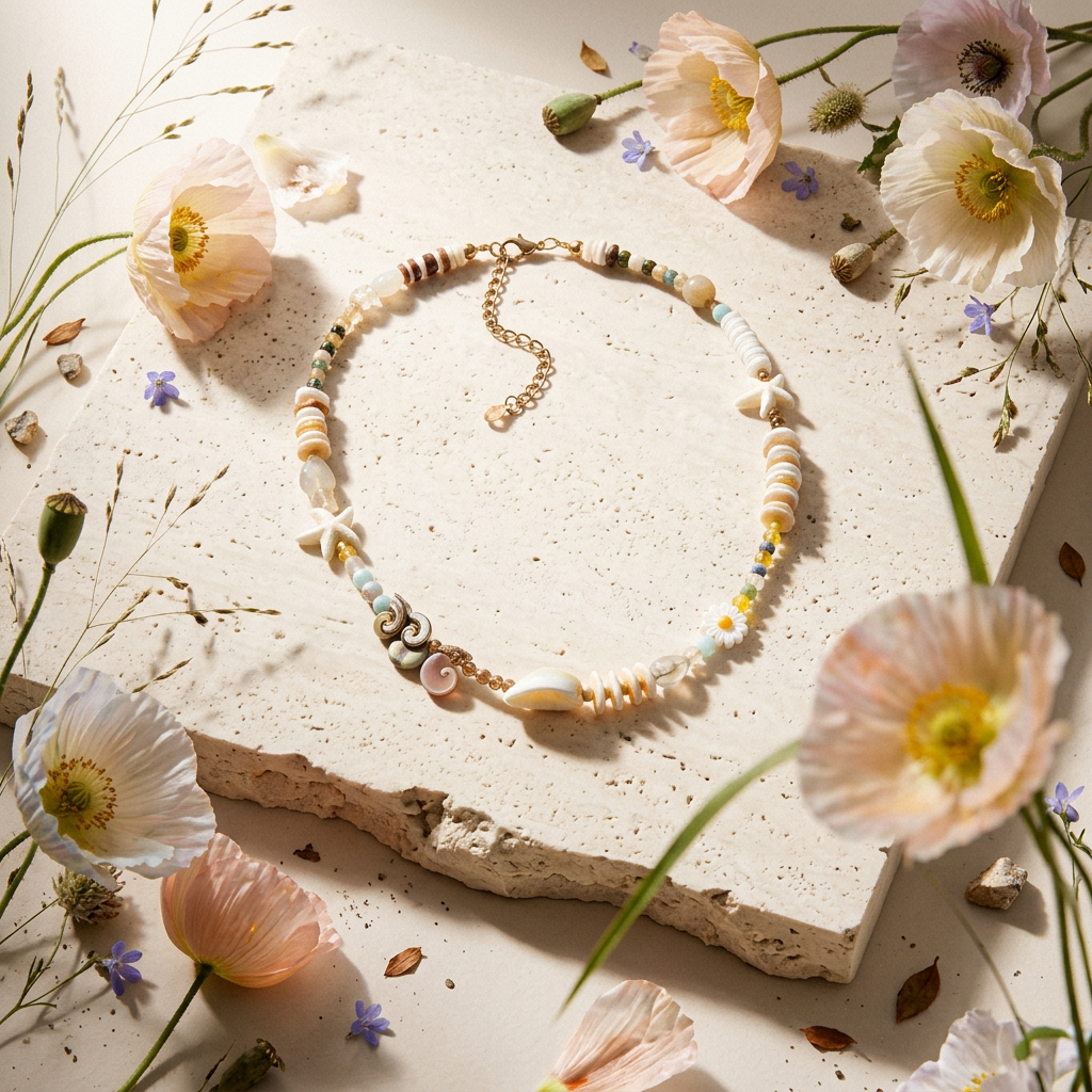 Zionia Shell Star Strand Necklace