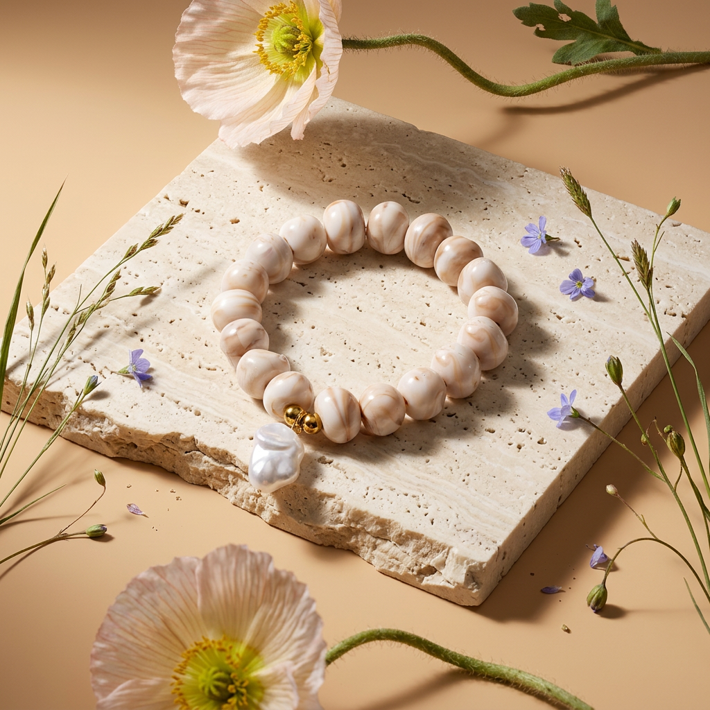 Laelia Golden Baroque Pearl Bead Bracelet