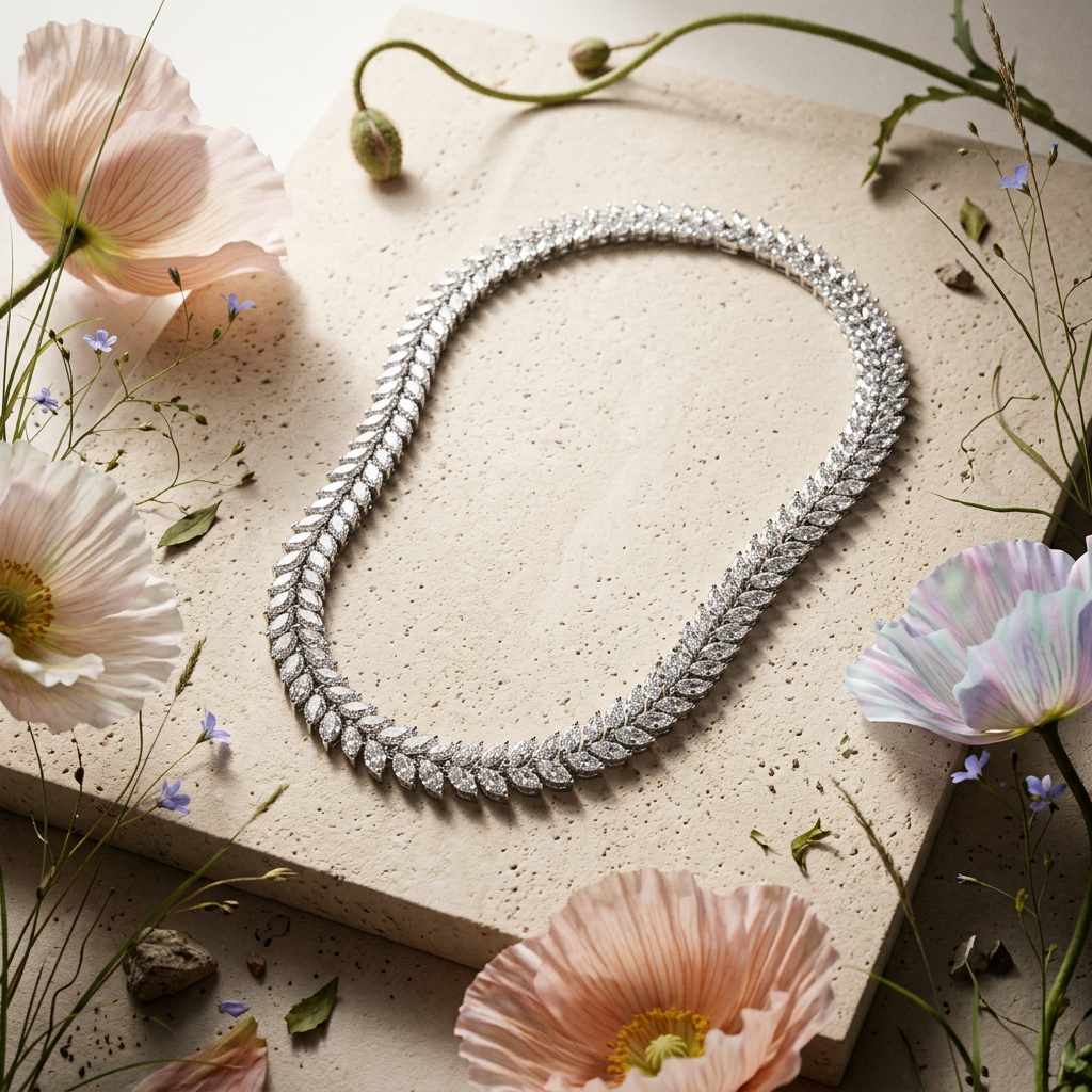 Raelia Silver Cluster Tennis Necklace