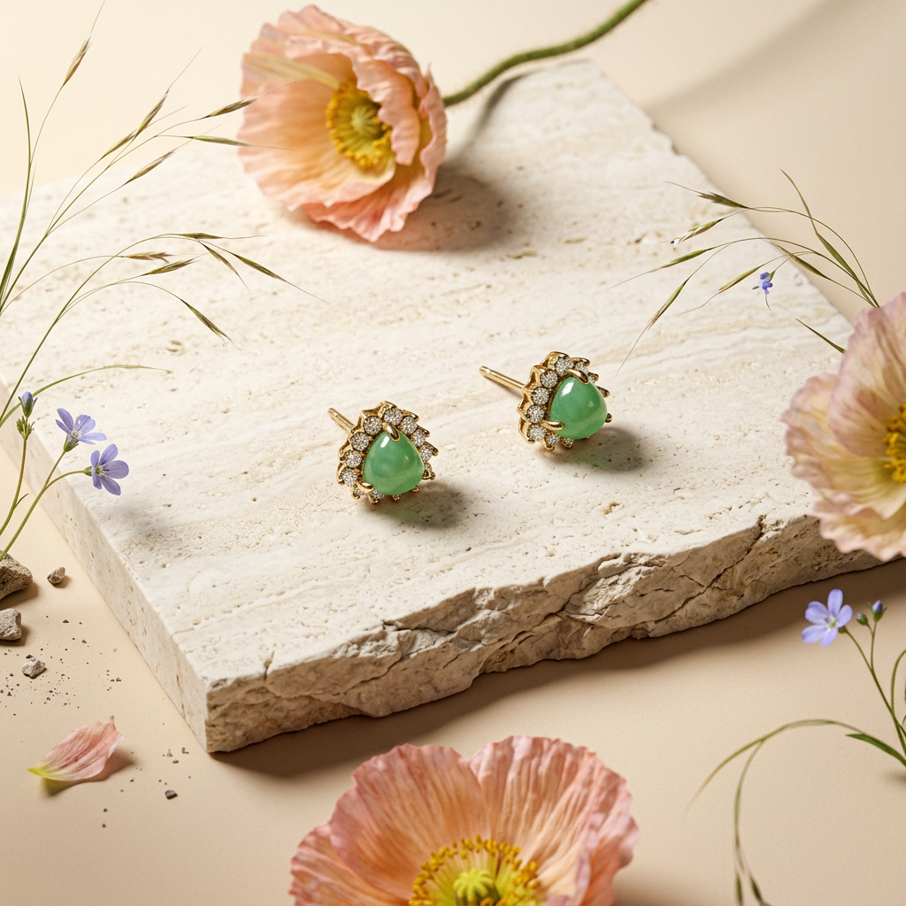 Kionia Golden Pear Stud Earrings