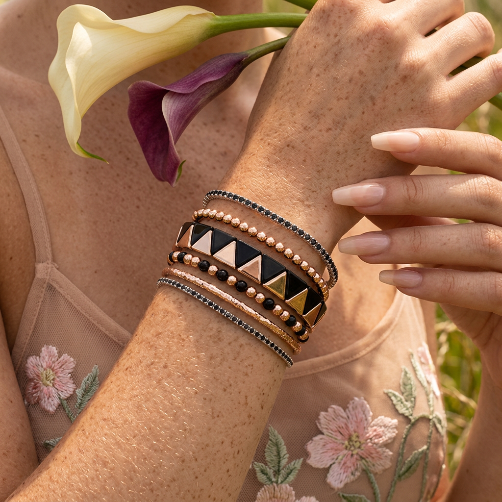 Zaeonia Rose Gold Triangle Bangle Bracelet