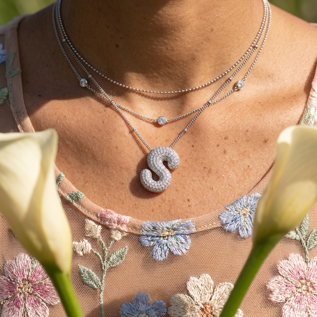Ziolia Silver "S" Letter Pendant Necklace