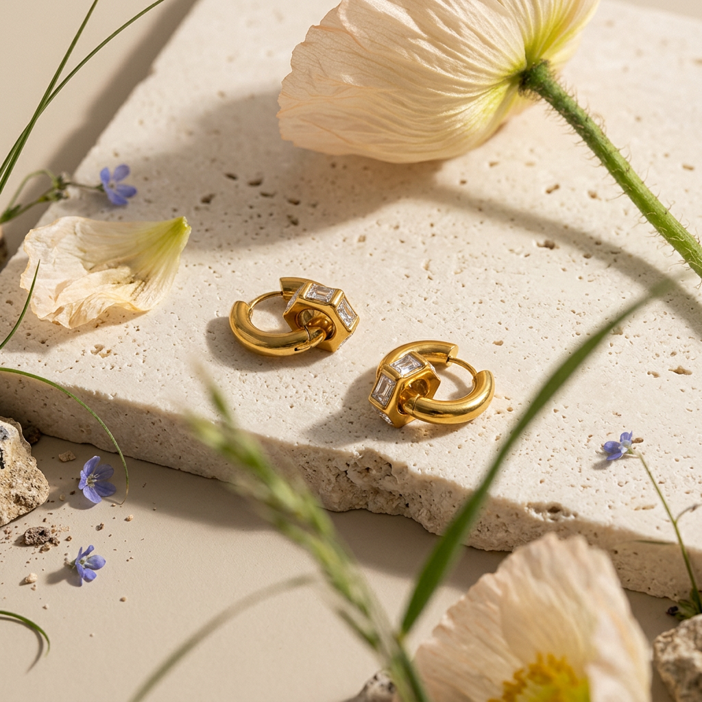 Leolia Golden Orb Huggie Earrings