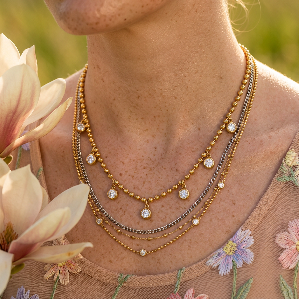 Raevia Golden Orb Charm Necklace