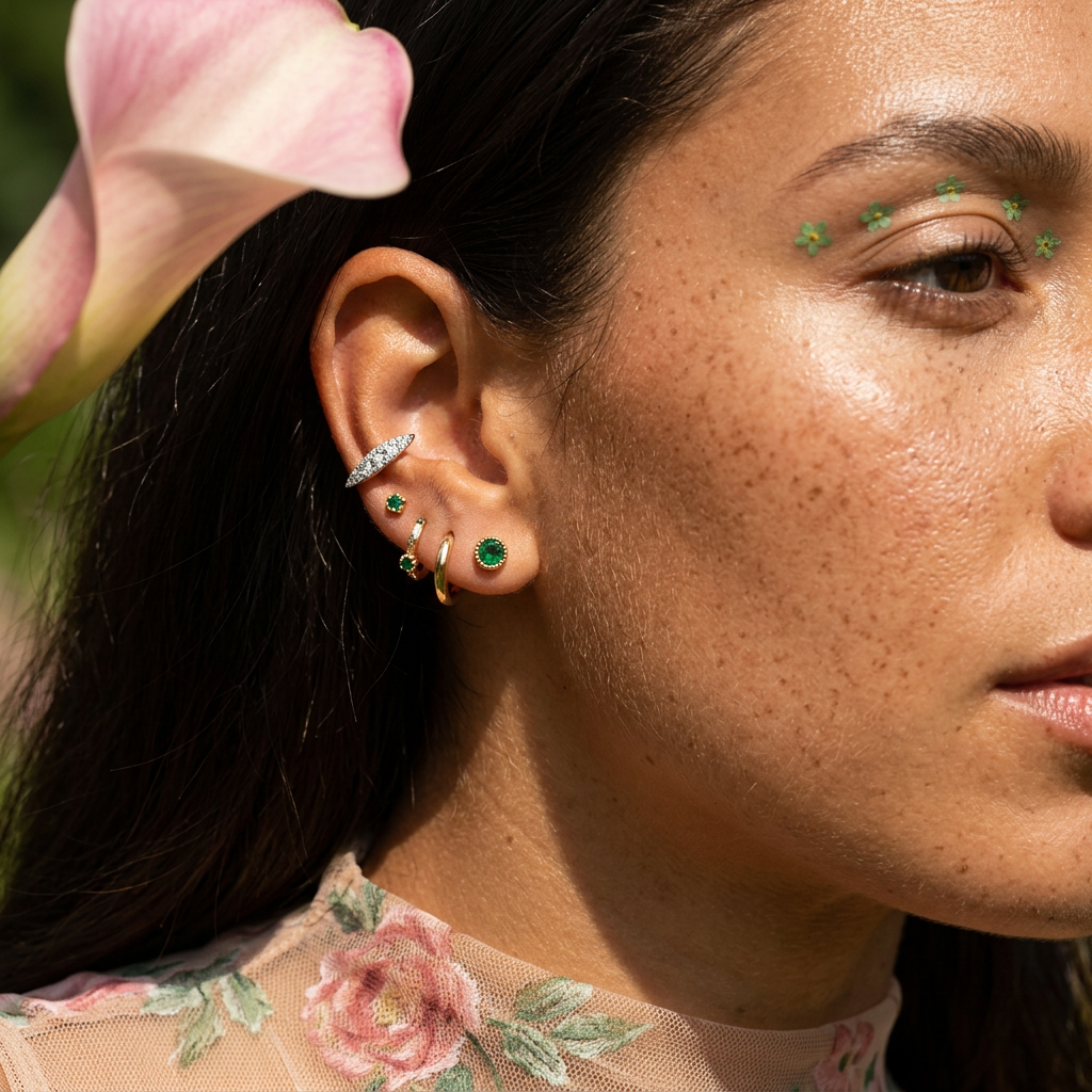 Violea Golden Orb Stud Earrings