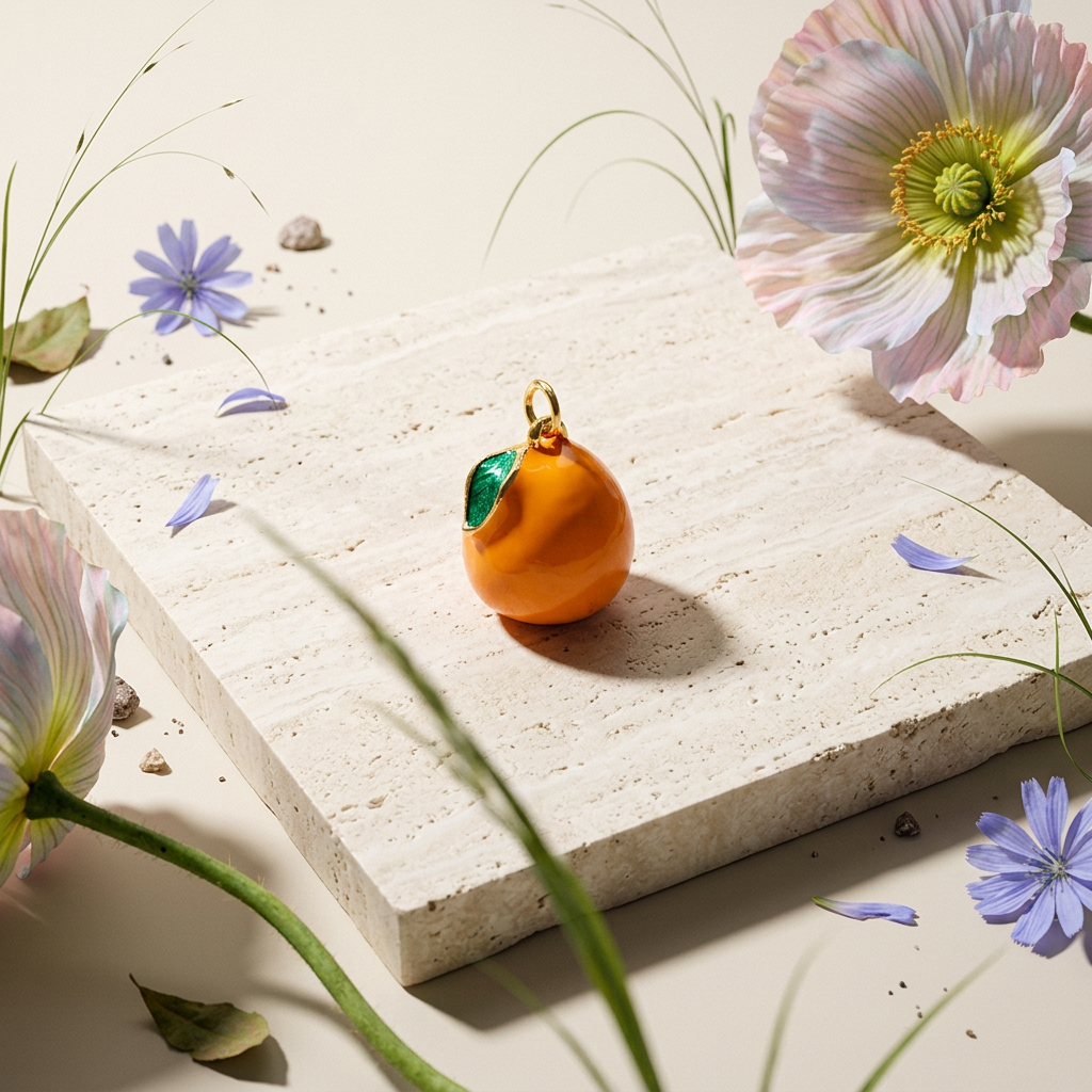 Laesia Golden Orange Orb Pendant Charm