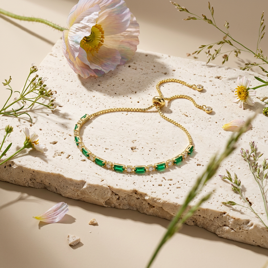 Zaenia Golden Bar Tennis Bracelet