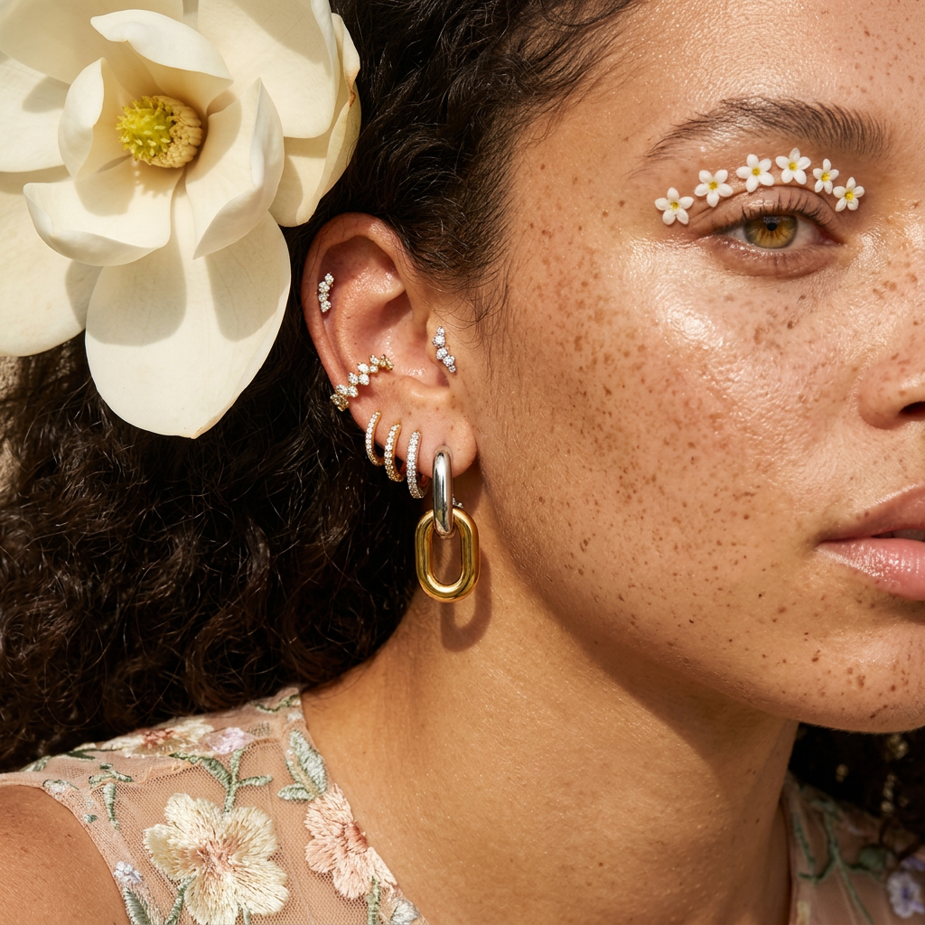 Raevia Mixed Metal Oval Drop Earrings
