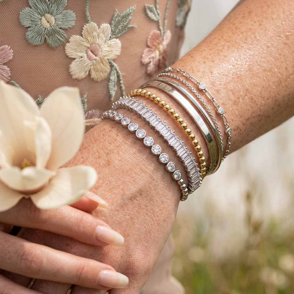 Laelia Silver Baguette Bar Cuff Bracelet