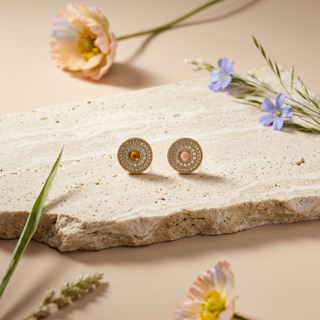 Neolia Golden Halo Stud Earrings