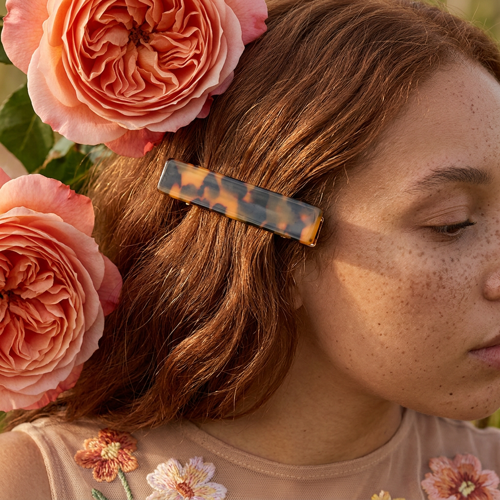 Ziovia Golden Bar Barrette hair