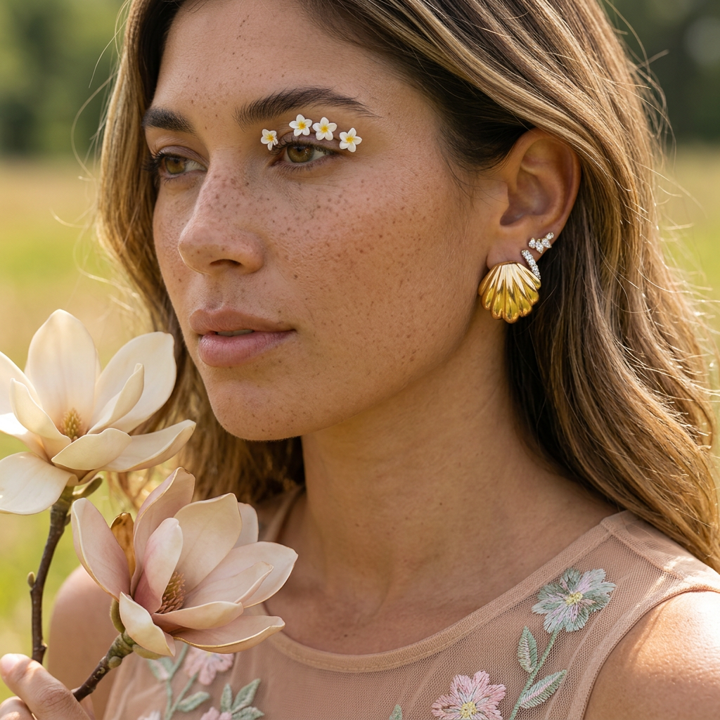 Gaelia Golden Shell Stud Earrings