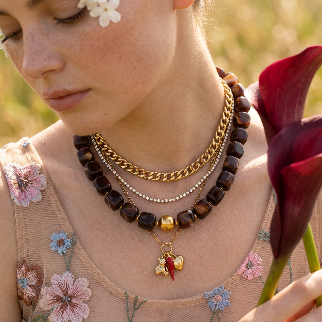 Vaelina Golden Orb Collar Necklace