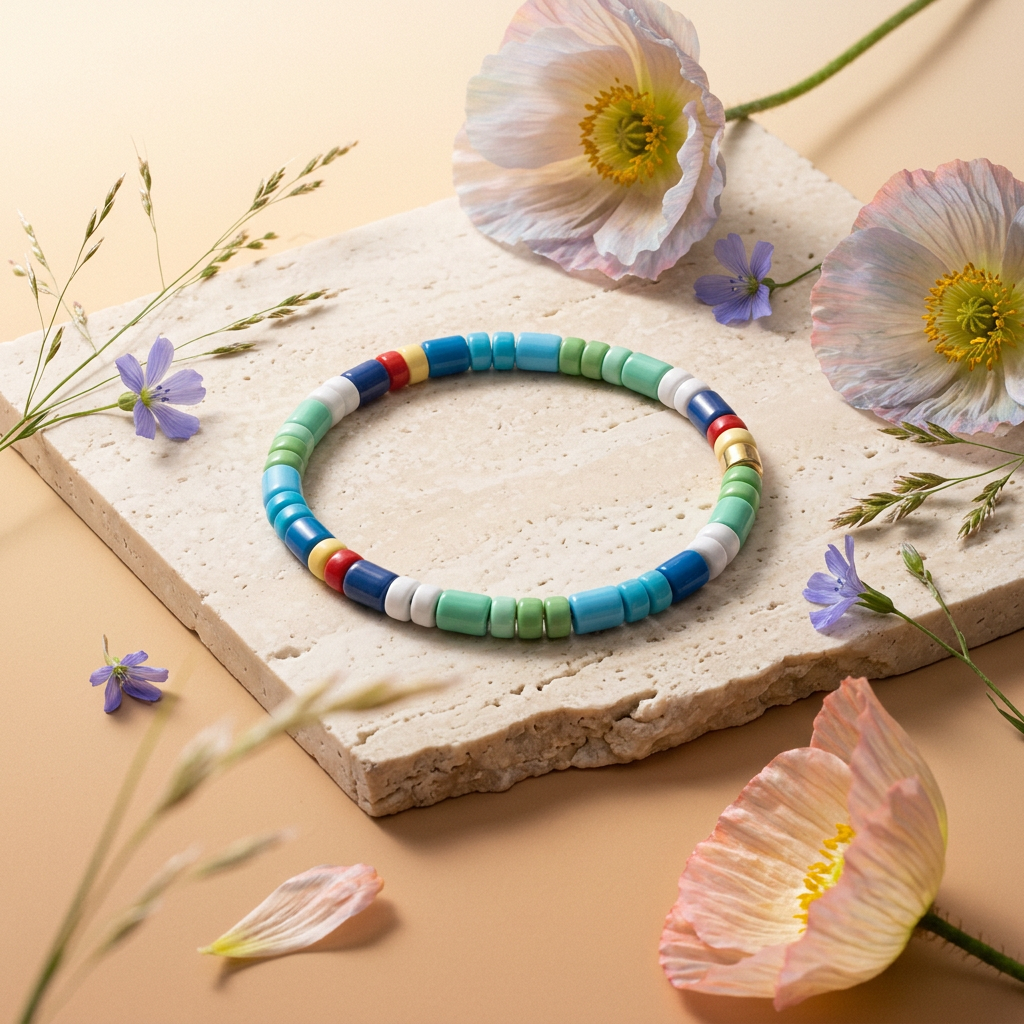 Liara Golden Disc Bead Bracelet