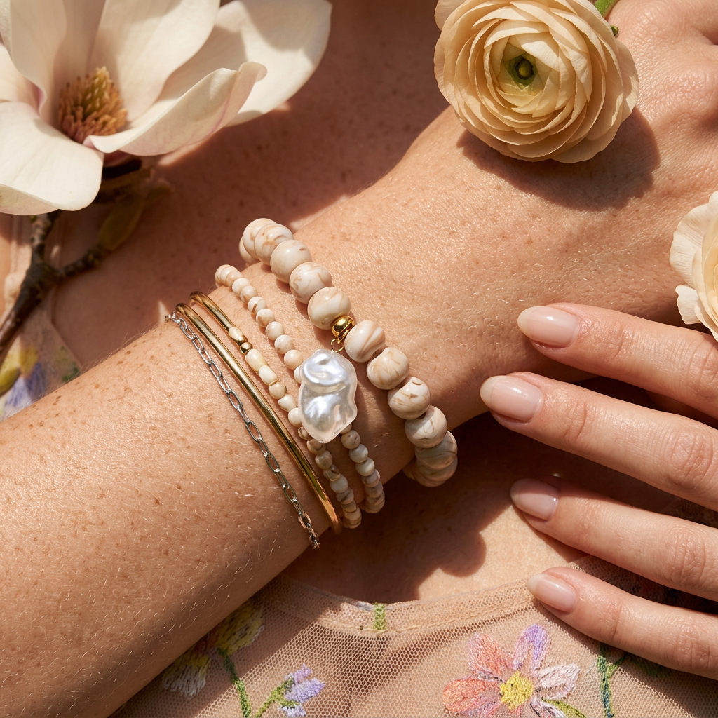 Laelia Golden Baroque Pearl Bead Bracelet
