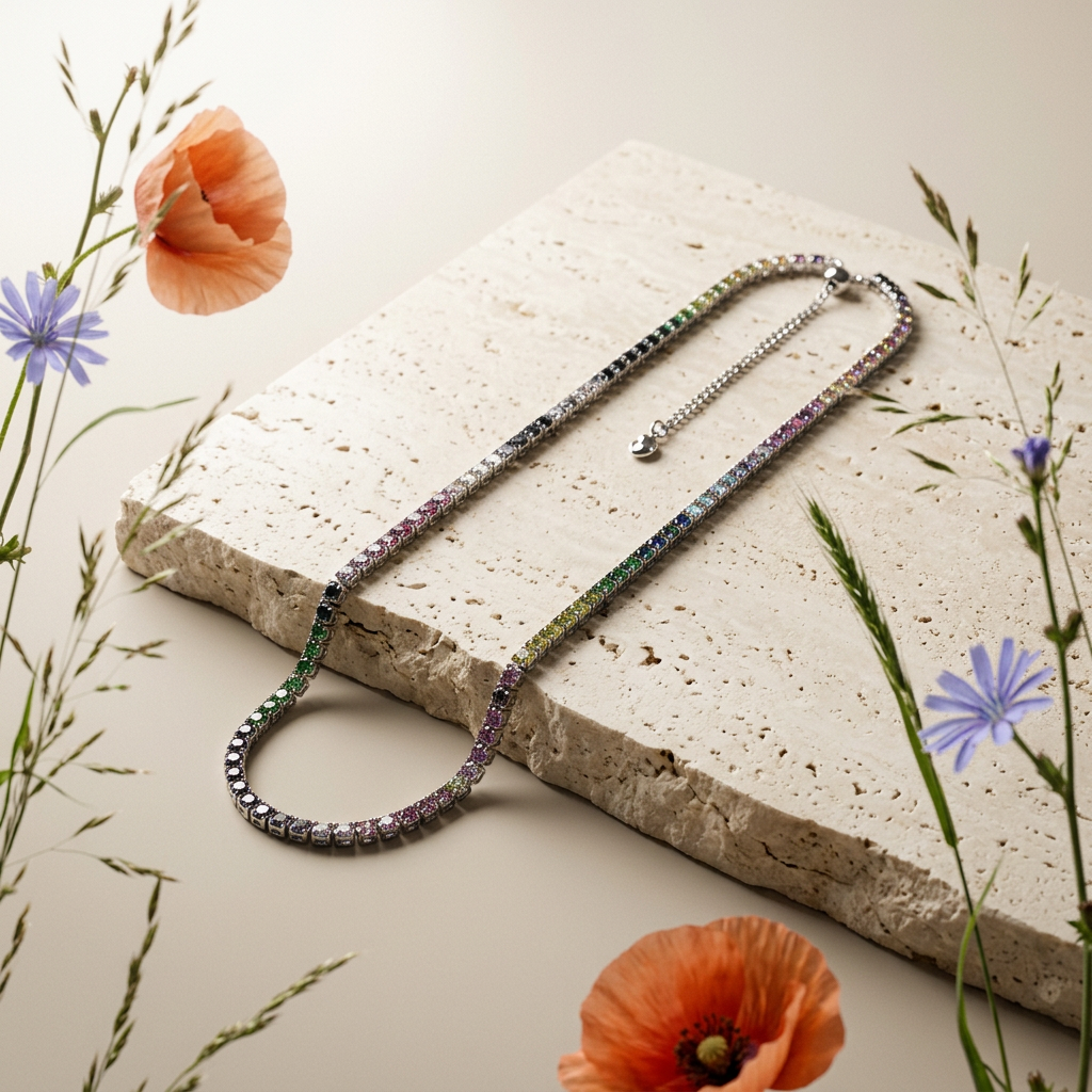 Naevia Silver Chain Tennis Necklace