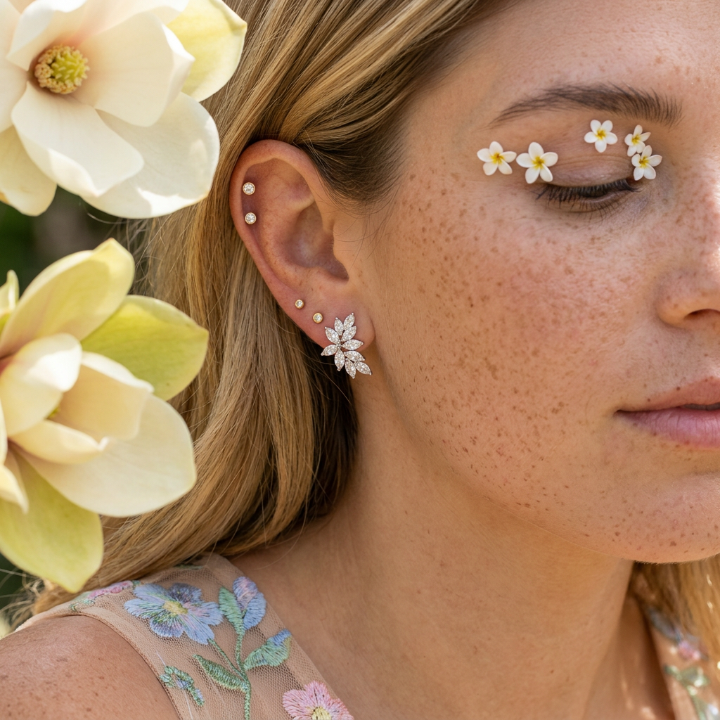 Riolia Silver Cluster Stud Earrings
