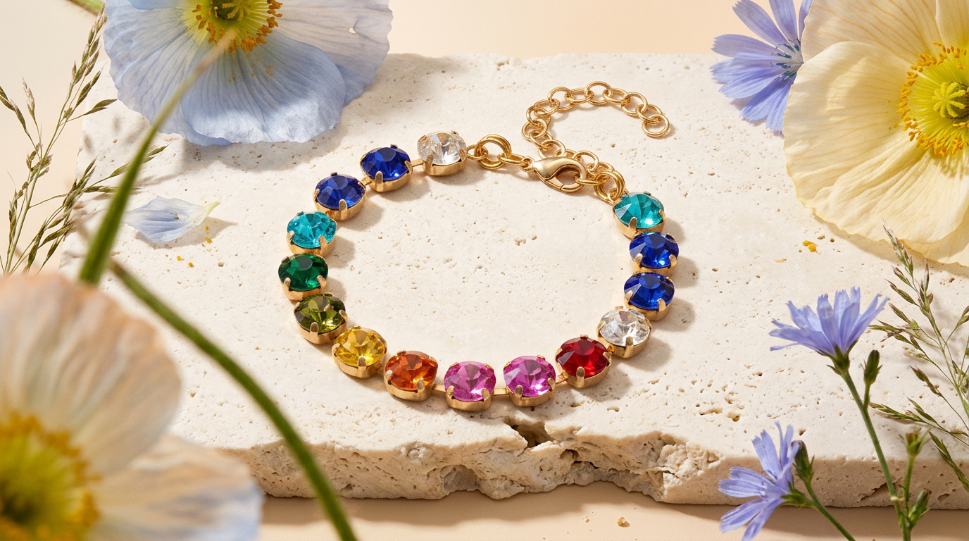Gialia Golden Round Tennis Bracelet