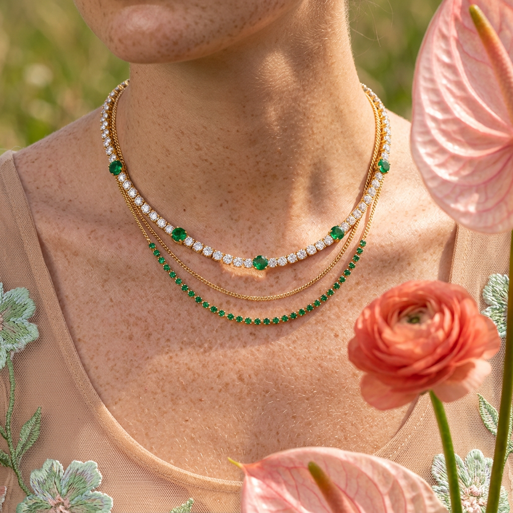 Gaelia Golden Orb Tennis Necklace