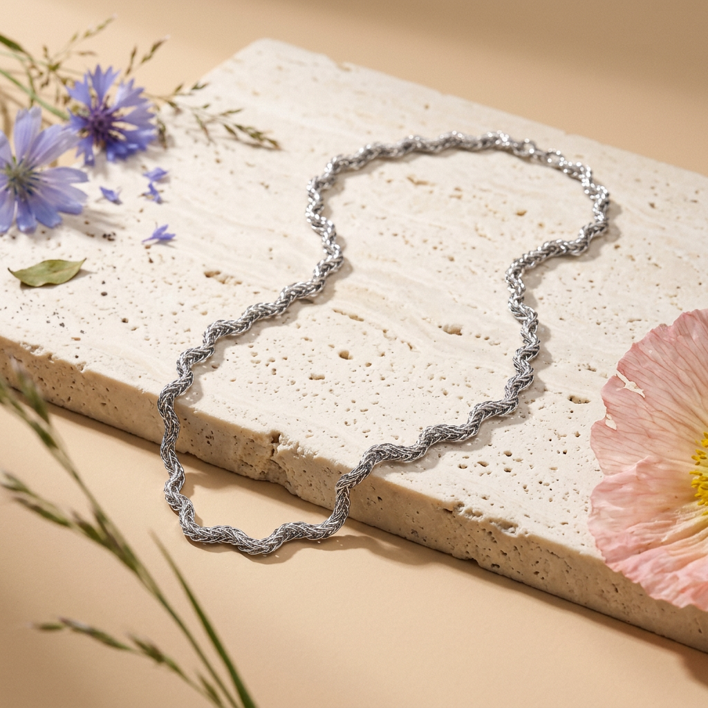 Neavia Silver Rope Chain necklace