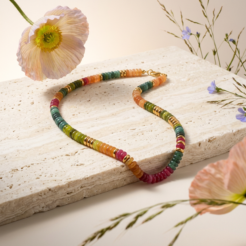Liosia Golden Disc Bead Necklace