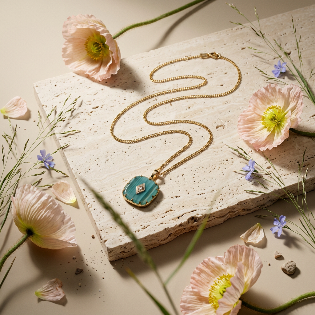 Siolia Golden Oval Pendant Necklace