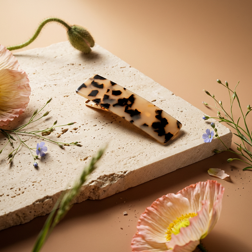 Kiovia Cream Rectangular Barrette Hair accessory