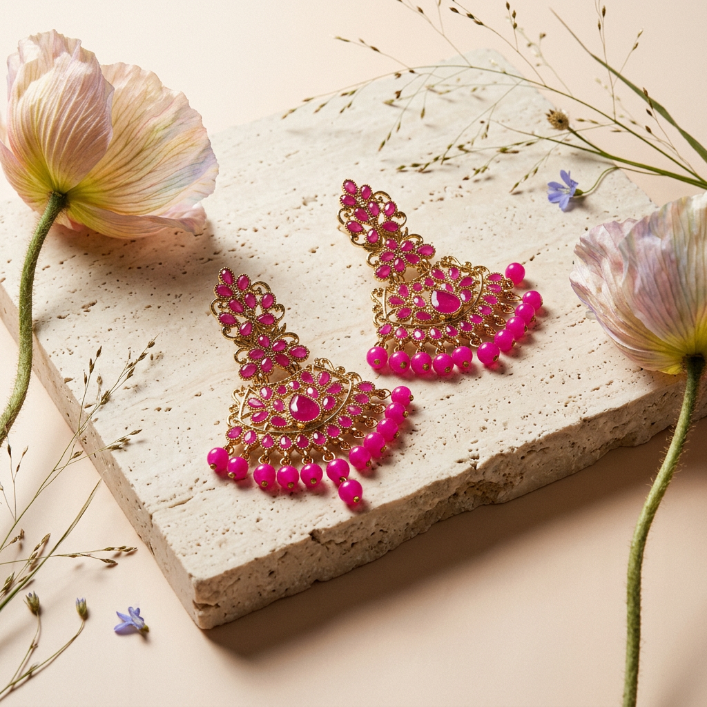 Laenia Golden Flower Drop Earrings