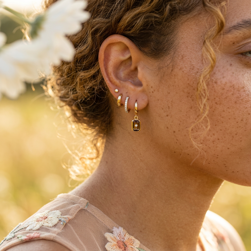 Gaelia Golden Drop Huggie Earrings