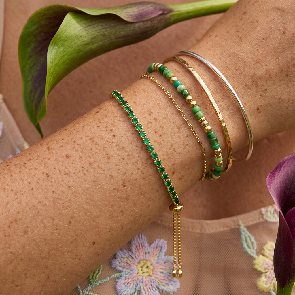 Viorlia Golden Orb Tennis Bracelet
