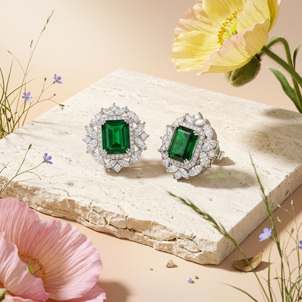 Zialia Silver Halo Stud Earrings
