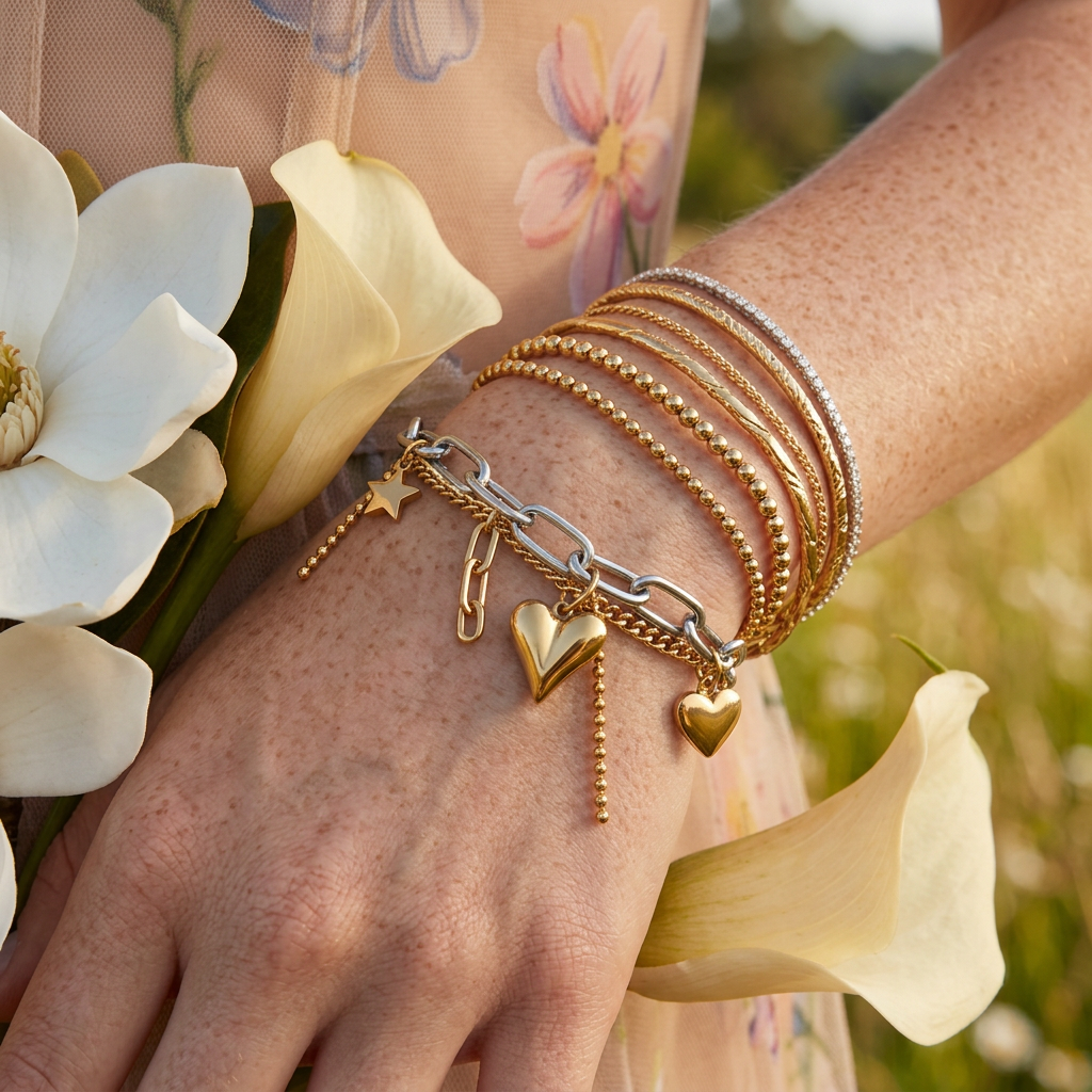 Laesia Two-Tone Chain Charm Bracelet