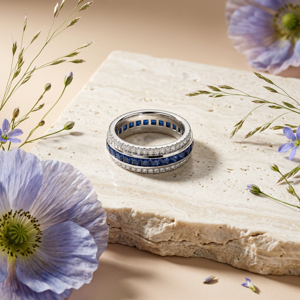Thionia Silver Cluster Pavé Band Ring