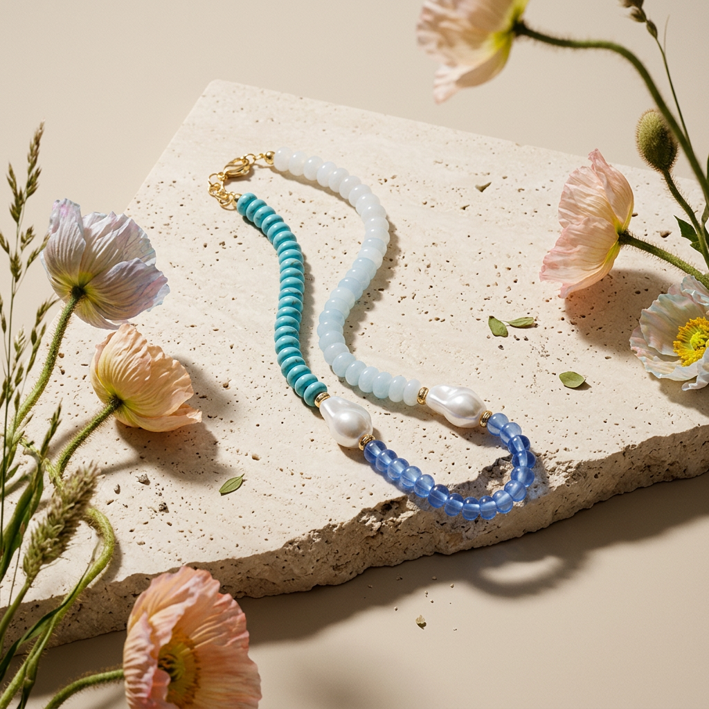 Ziolia Yellow Gold Pearl Chain Necklace