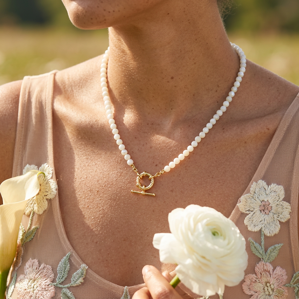 Maevia Golden Pearl Pendant Necklace