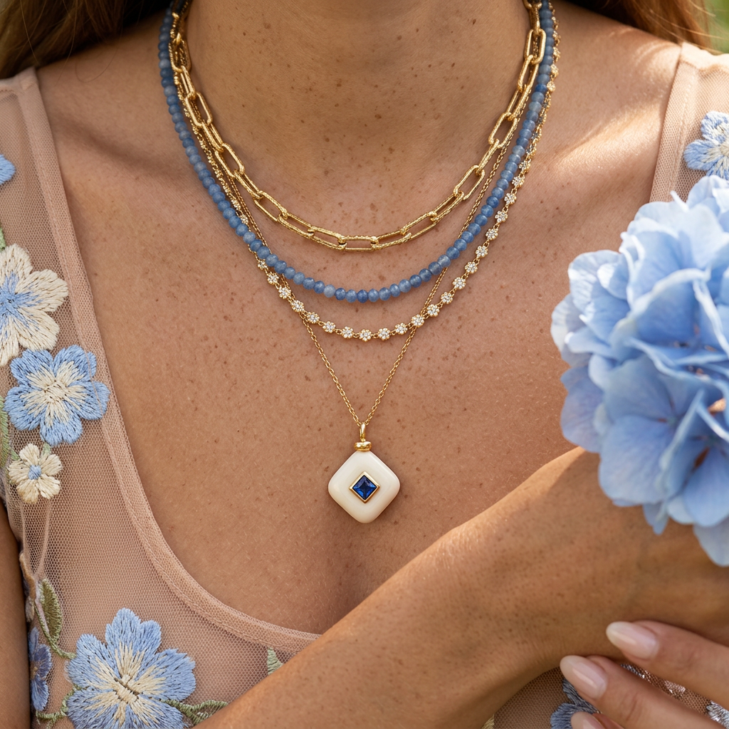Naelia Golden Square Charm charm