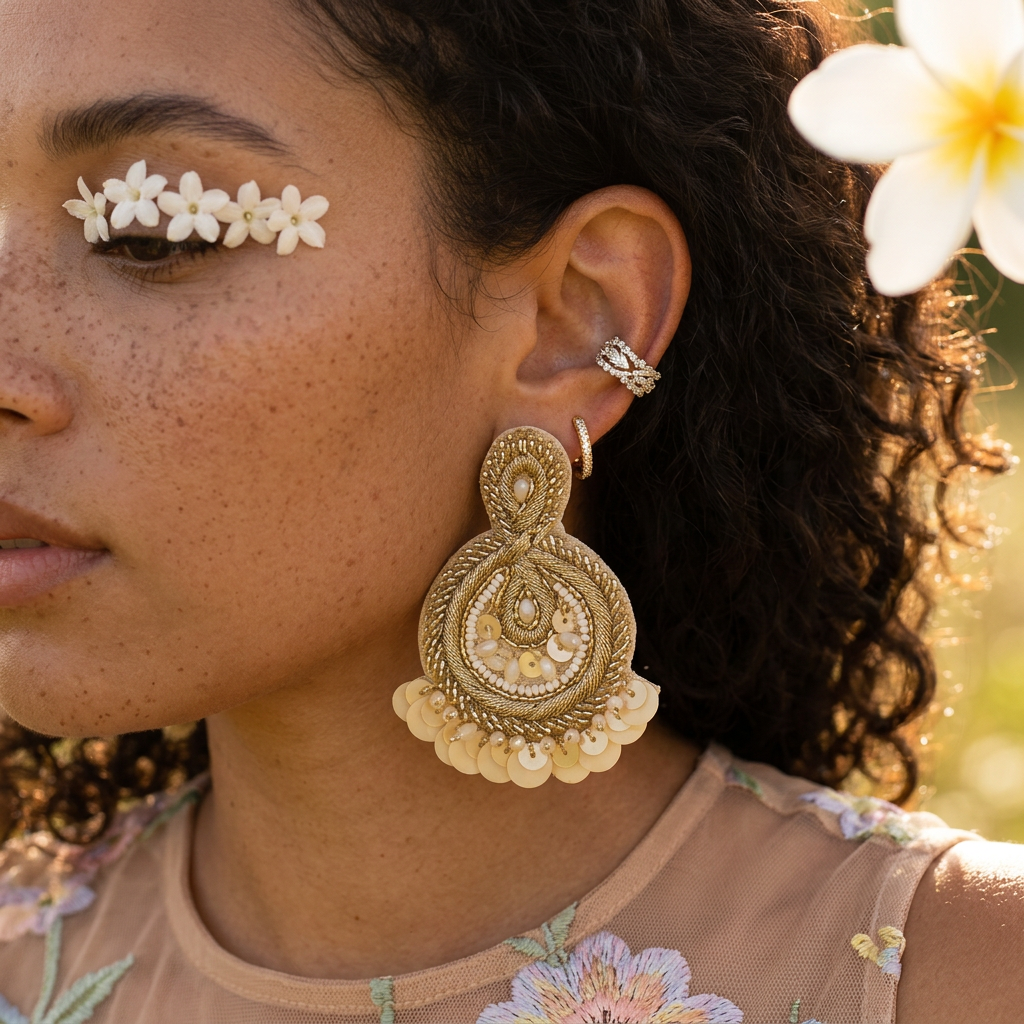 Vaelia Golden Teardrop Drop Earrings